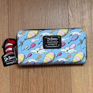 NWT 🎈Loungefly Dr. Seuss Blue Balloon Print Zip Wallet